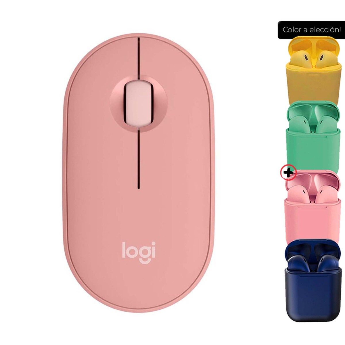 Mouse Inalámbrico Logitech Pebble 2 M350s Bluetooth + Auriculares - Rosa 