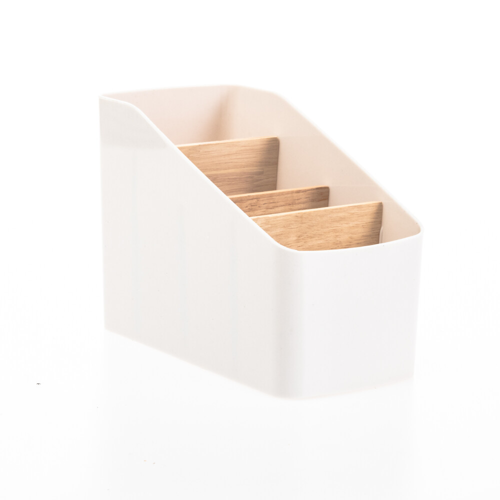 ORGANIZADOR DE ESCRITORIO PLASTICO BLANCO 4 COMPARTIMIENTOS