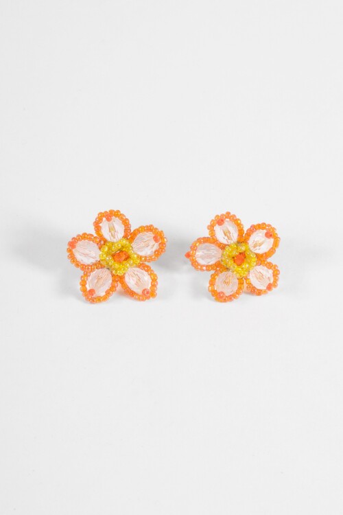 Caravanas pétalos mostacillas naranja