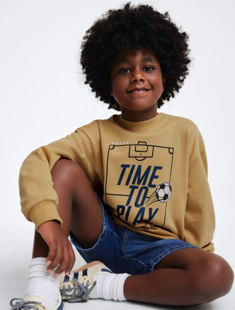 BUZO ESTAMPADO INFANTIL MOSTAZA