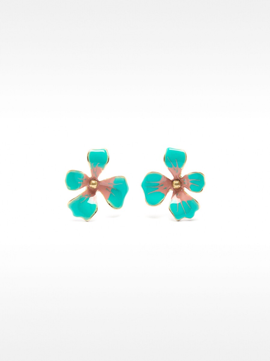 Pendientes De Flor Esmaltados - azul 