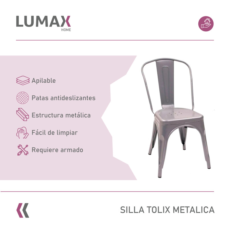 Pack 6 Sillas Tolix Lumax Varios Colores Living Comedor Gris