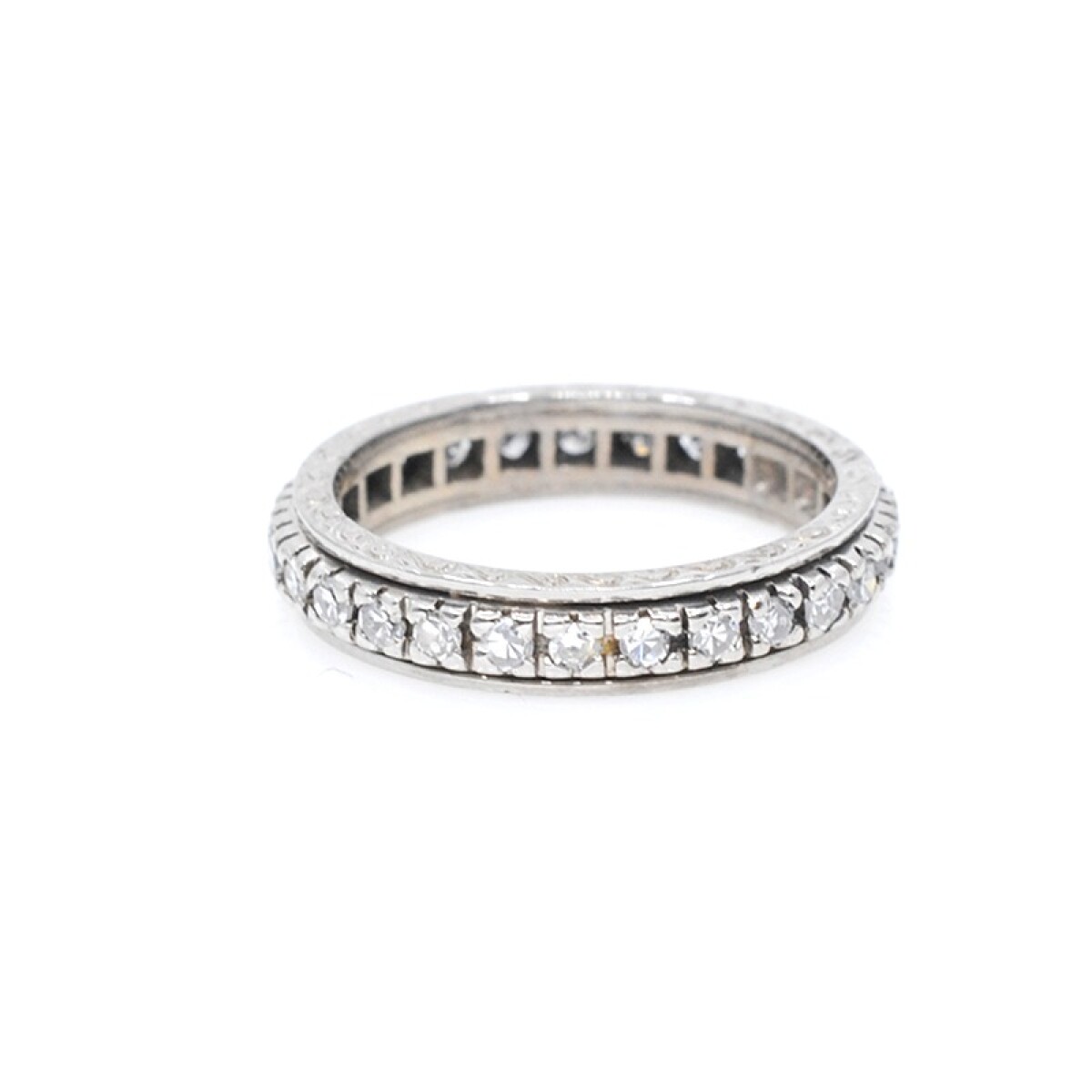 Anillo sin fin en oro 18k blanco y brillantes 