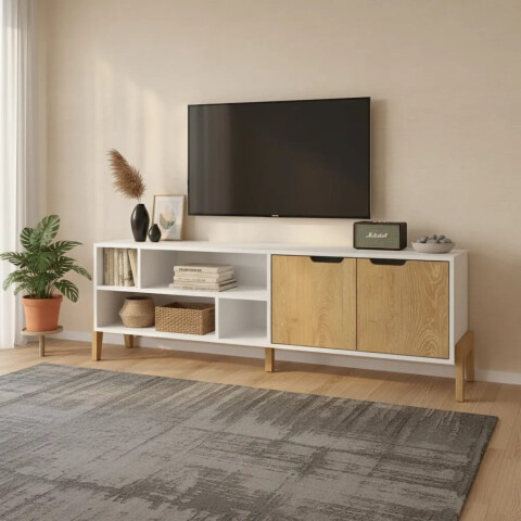 Rack para TV Combinada con Patas en Madera - MDP - Linea Melilla Rack para TV Combinada con Patas en Madera - MDP - Linea Melilla