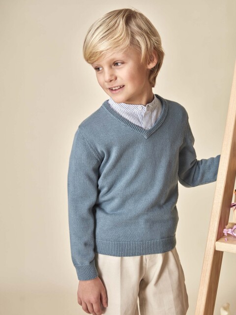 Jersey Cuello Pico Gris