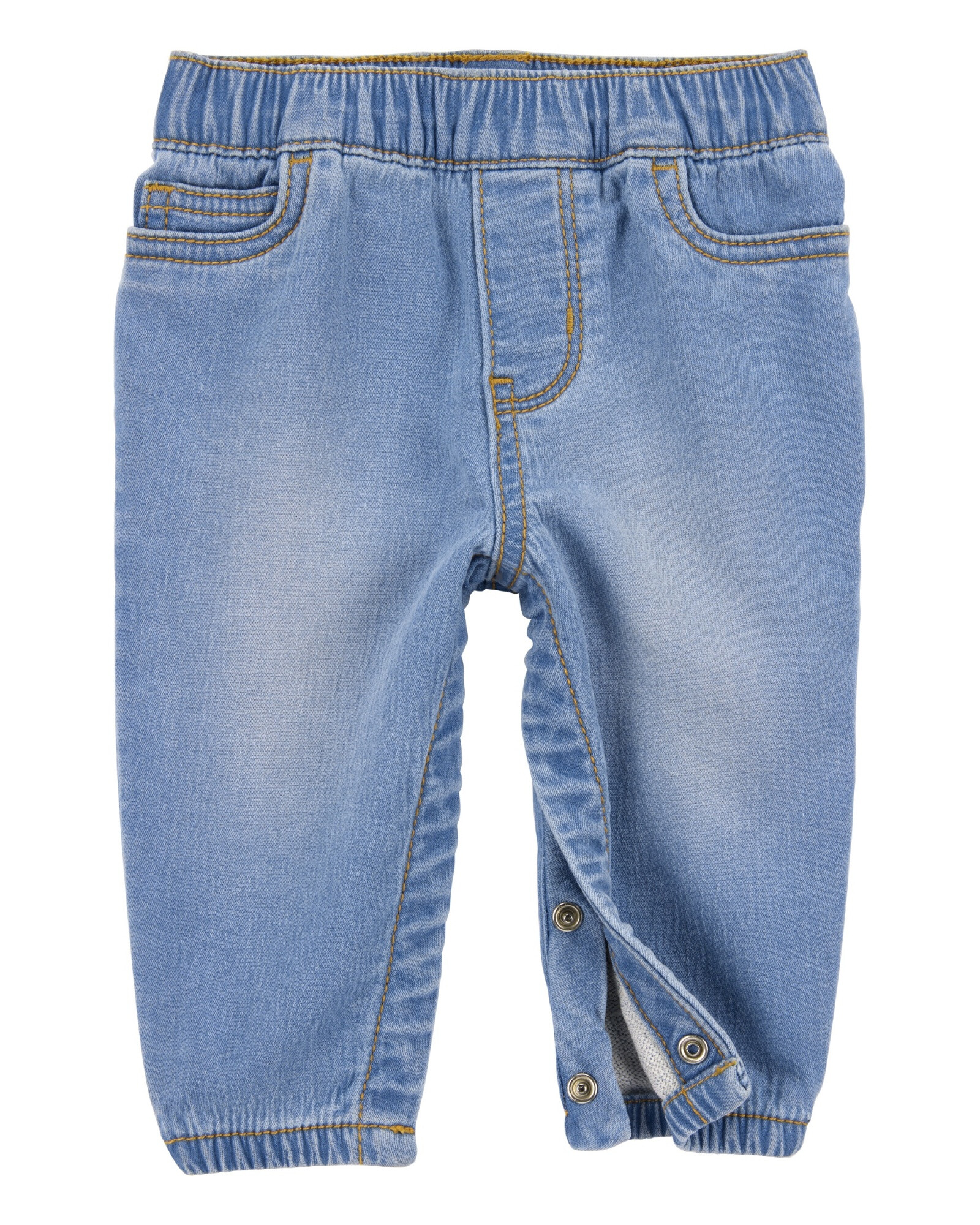 Pantalón jean con broches en las piernas Pantalón jean con broches en las piernas