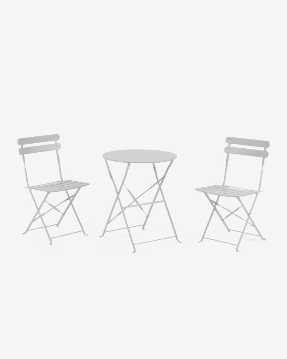 Set de exterior Beryl de mesa y 2 sillas plegables de acero - gris claro 