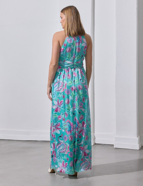 Vestido Maxi Cruzado VERDE AGUA/MULTI