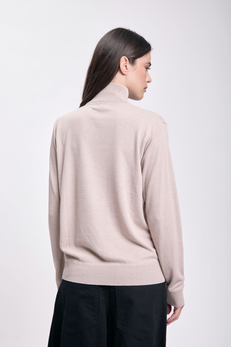 Polera de punto básica Beige