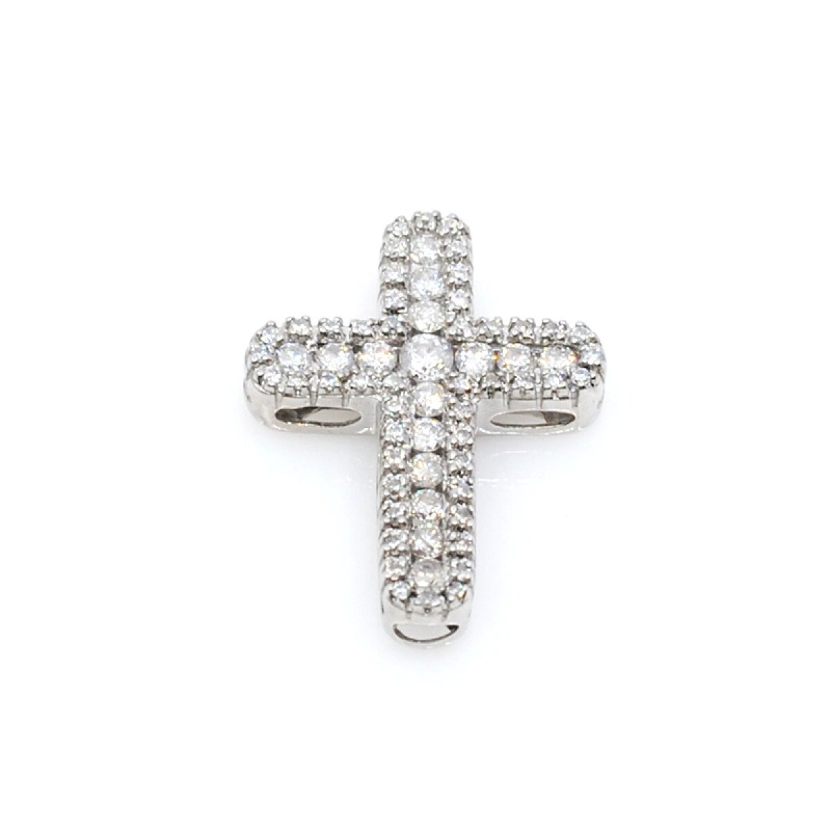 Cruz en oro 18k blanco y brillantes 
