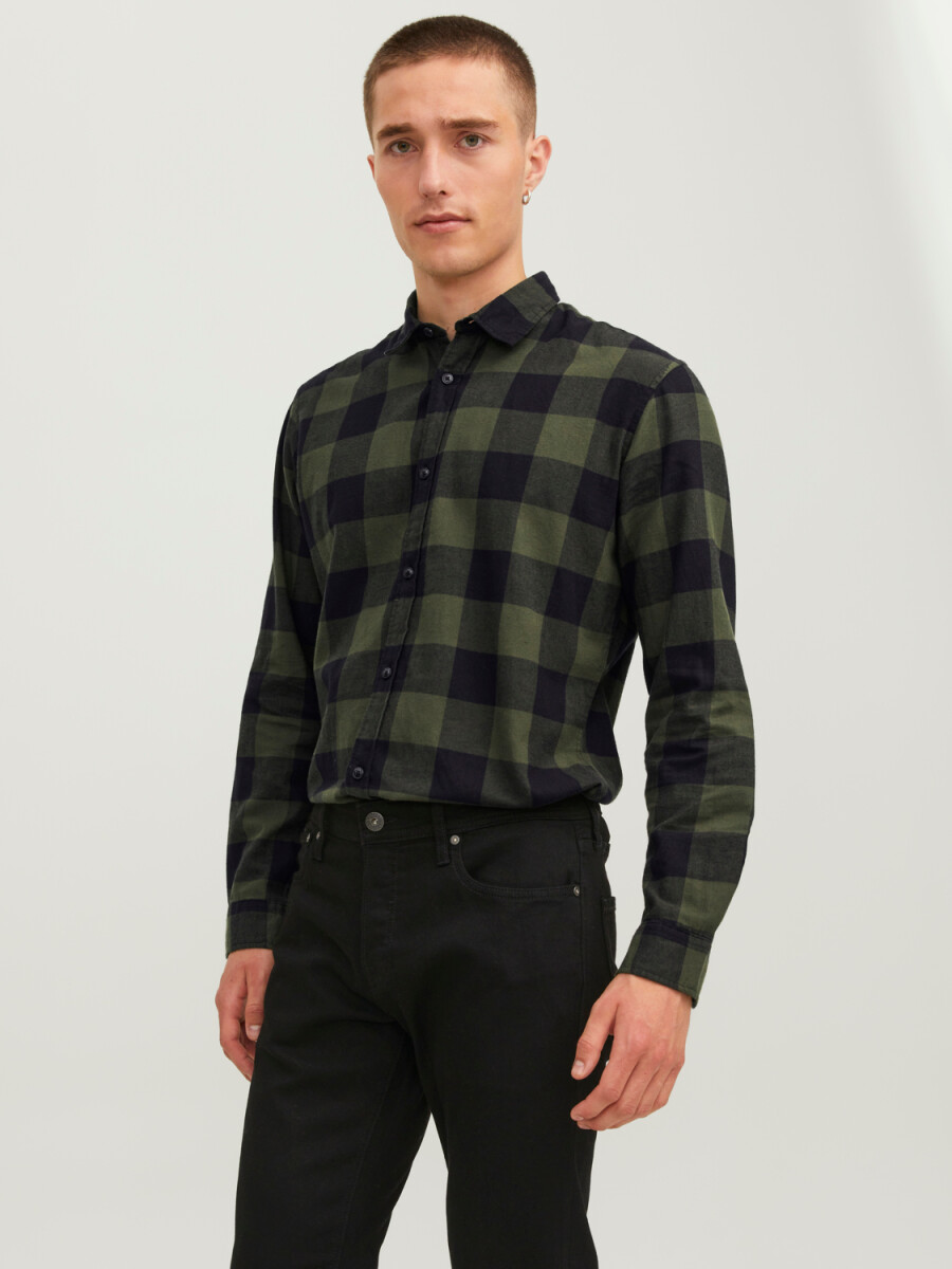 CAMISA GINGHAM CUADRO LEÑADOR - Dusty Olive 