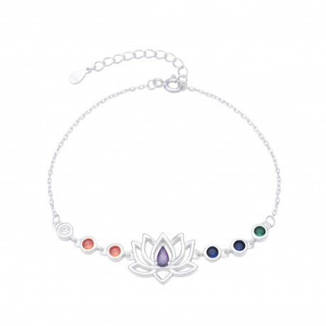 Pulsera de plata 925 y circonias, FLOR DE LOTO. Pulsera de plata 925 y circonias, FLOR DE LOTO.