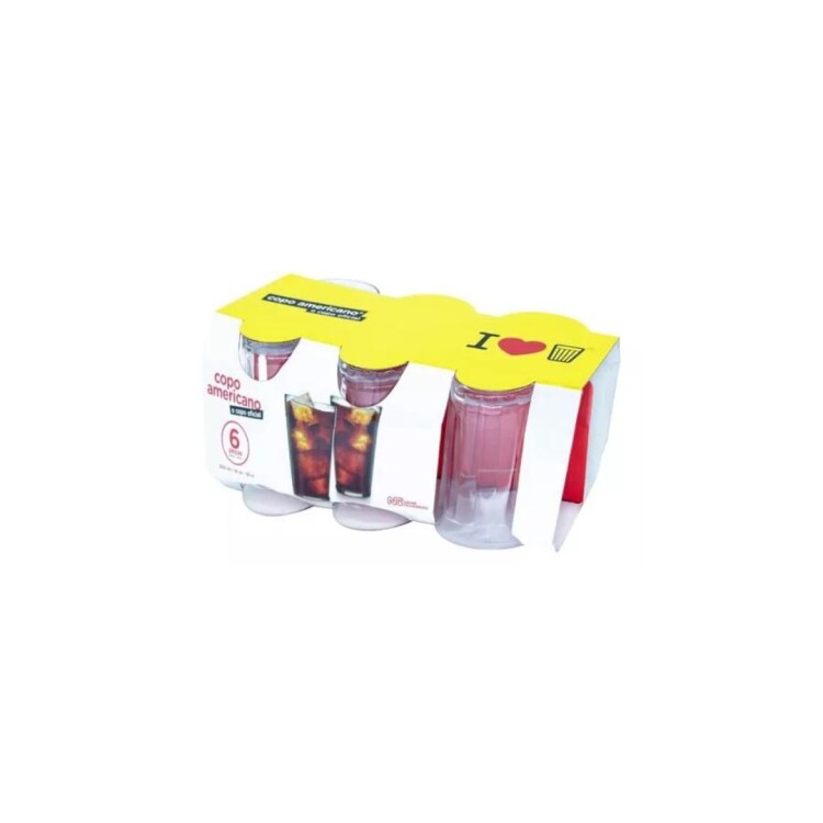 Pack Vasos de Vidrio Americano Jugo 300ml x 6 unidades Pack Vasos de Vidrio Americano Jugo 300ml x 6 unidades