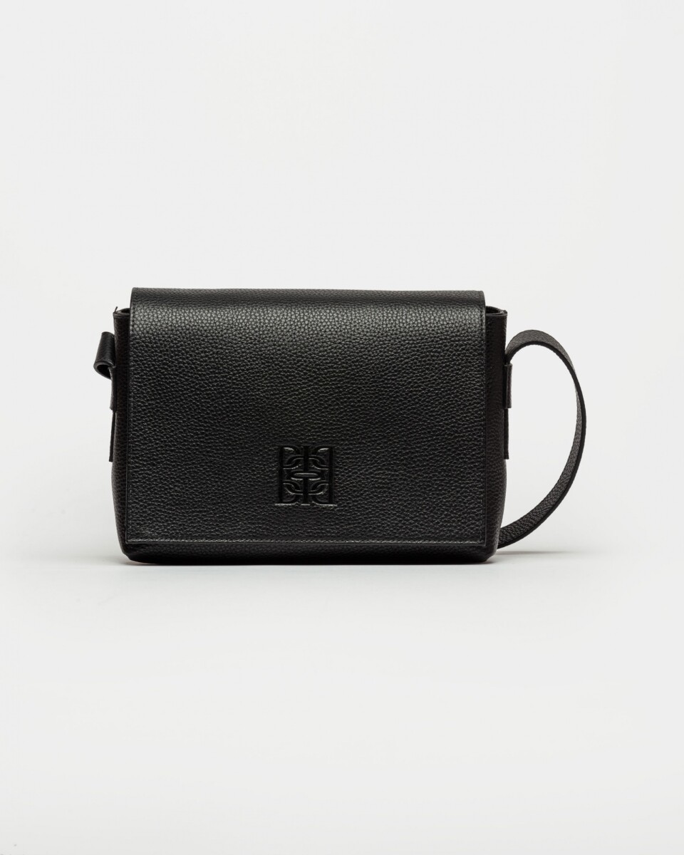 Bandolera Hana En Cuero Graneado - Negro 