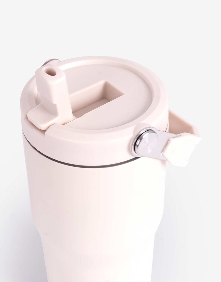 Artículos cocina Vasos y Botellas Vaso Metálico Con Manija Y Sorbete Flip - Blanco Crudo