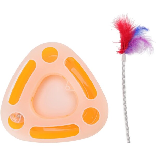 Juguete Para Gato Interactivo Pluma Con Movimiento Y Pelota Color Variante Amarillo