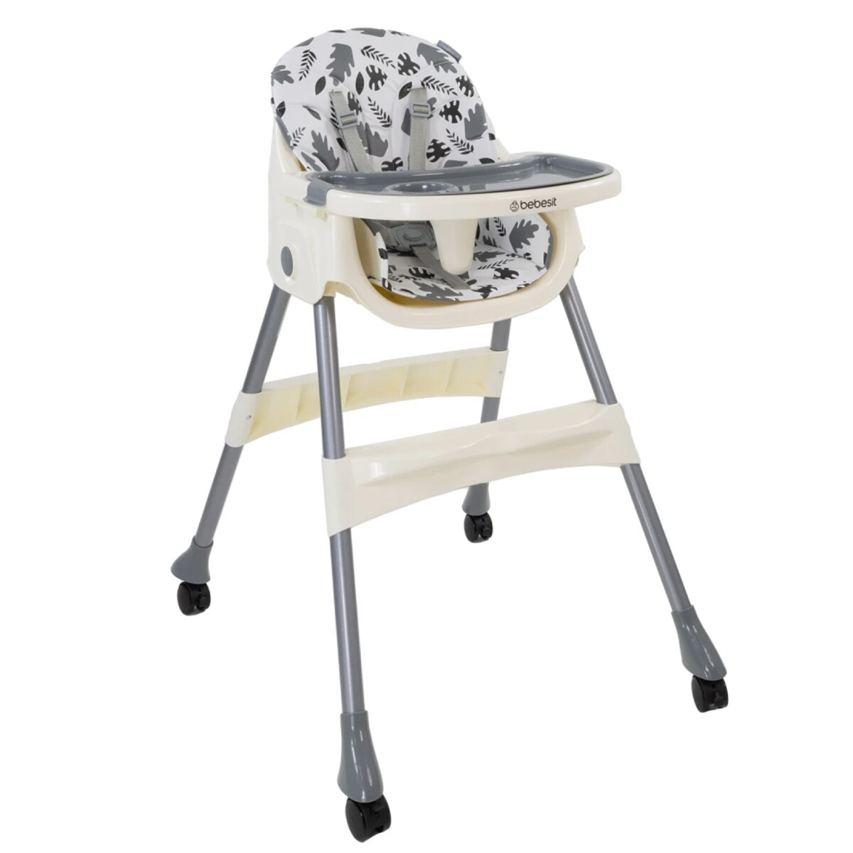 Silla de Comer para Bebes Bebesit Steps con Bandeja 2 en 1 - Gris 