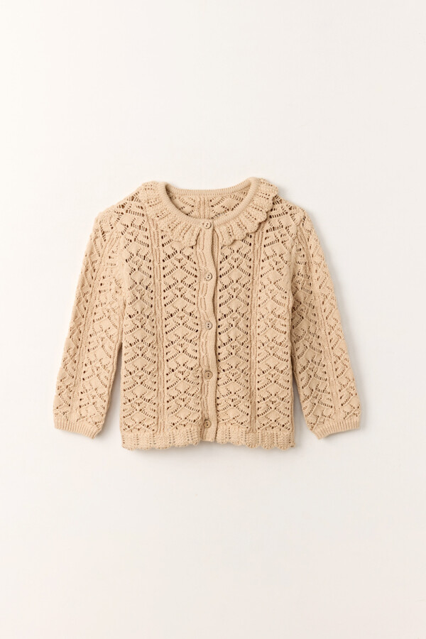 Saco tejido volado en cuello Beige