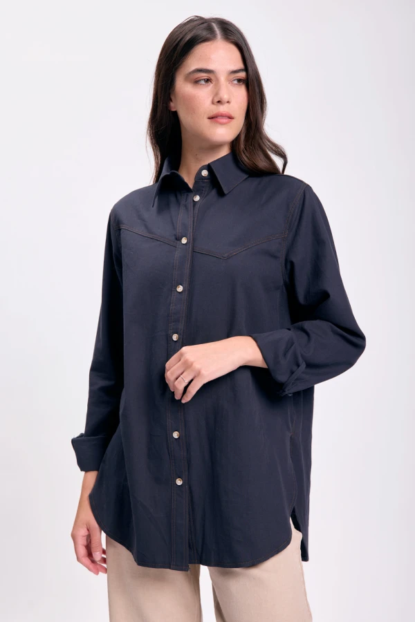 Camisa asimétrica Azul Oscuro