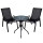 Set Juego Jardín Mesa Vidrio + 2 Sillas Exterior Negro