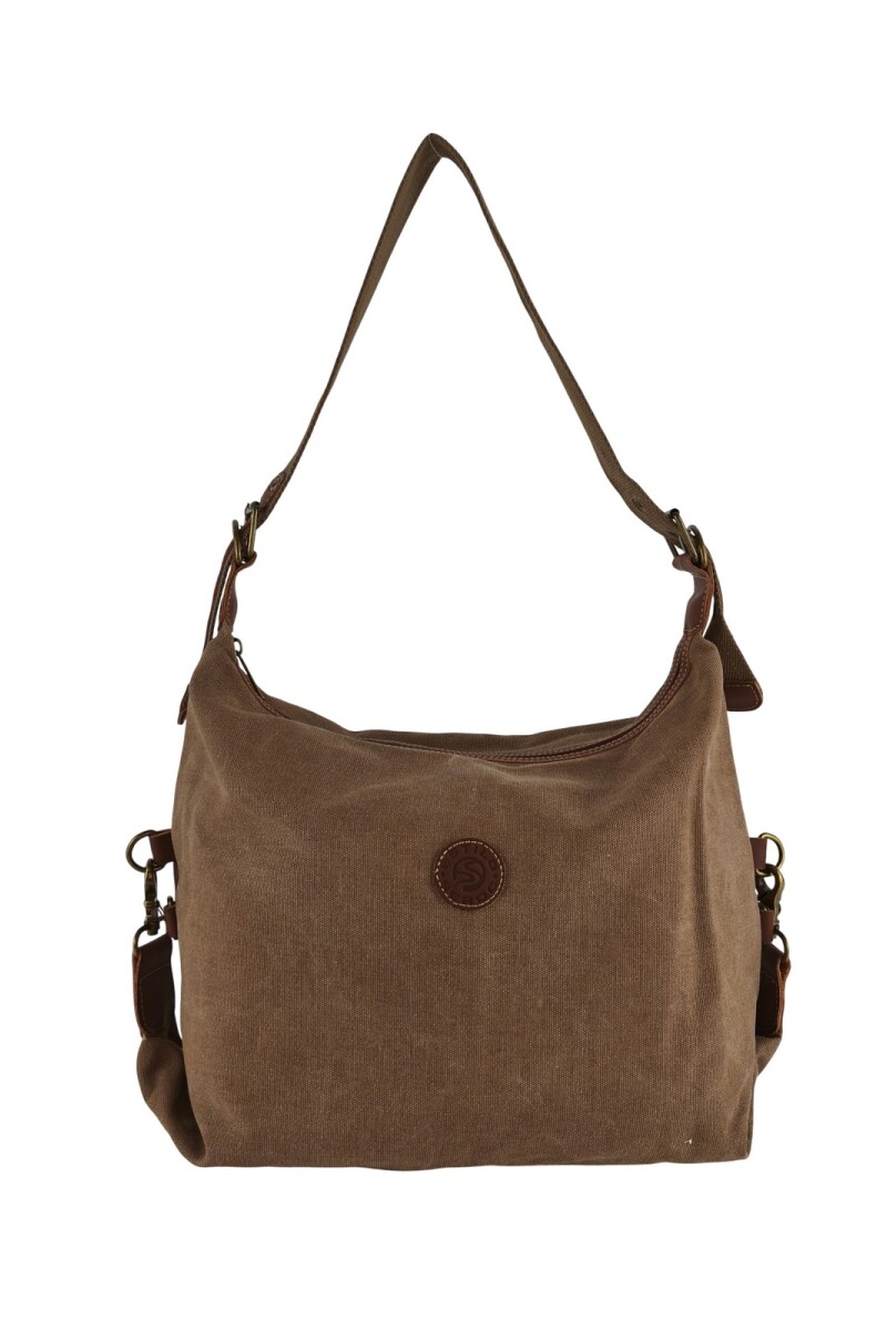 Cartera lona con hebillas Marrón