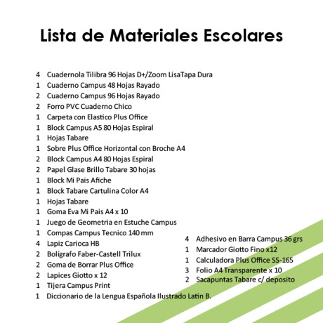 Lista de Materiales Escolares The Anglo School - 4º Centro Lista de Materiales Escolares The Anglo School - 4º Centro