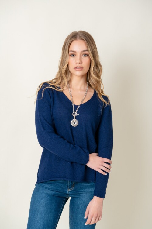 Sweater lana liso Azul Marino