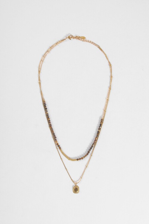 Collar acero mix dorado