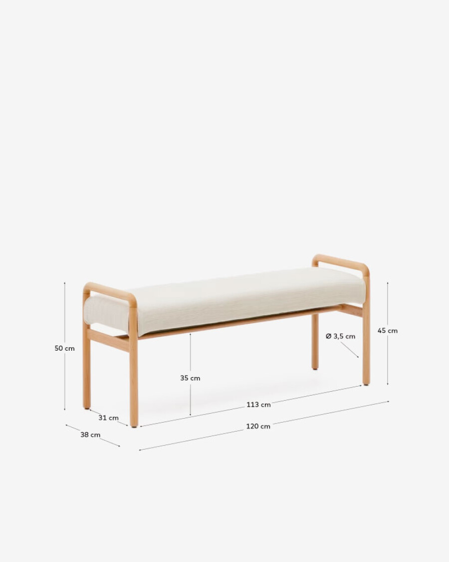 Banco desenfundable Macaret de madera maciza de roble acabado natural 120cm FSC Mix Credit Banco desenfundable Macaret de madera maciza de roble acabado natural 120cm FSC Mix Credit