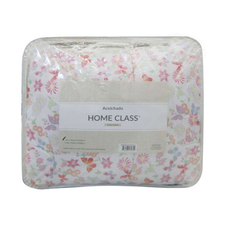 Acolchado 2 Plazas Home Class 100% Microfibra Flores Rojas