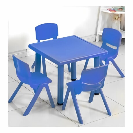 Mesa Cuadrada de Plástico y Metal para Niños 60x60cm Azul