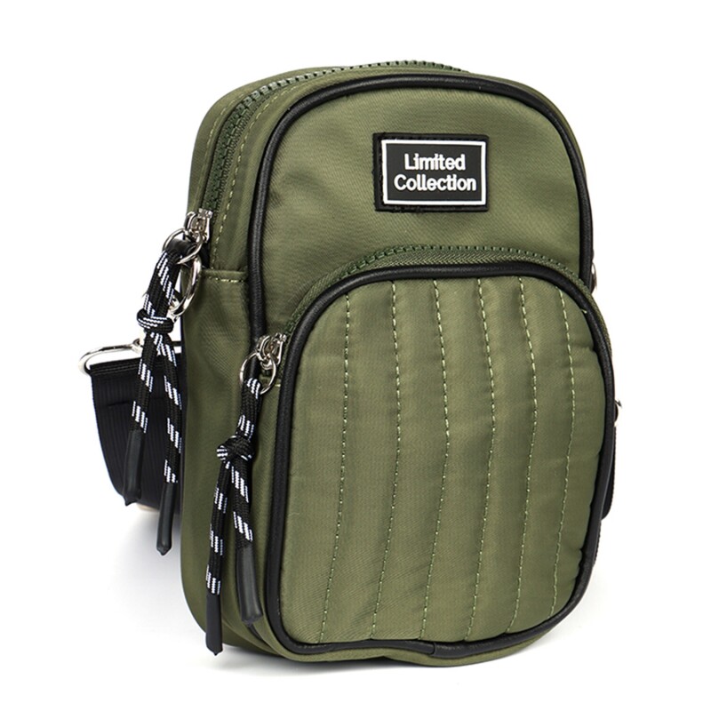 Bolso Compacto Capitoneado con Doble Bolsillo Canva Ideal Celular Verde
