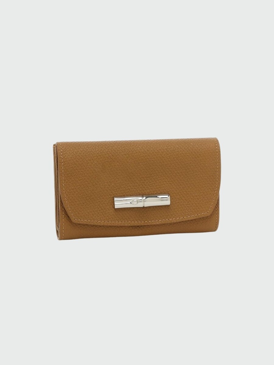 Longchamp -Billetera de cuero compacta, Roseau - 0 
