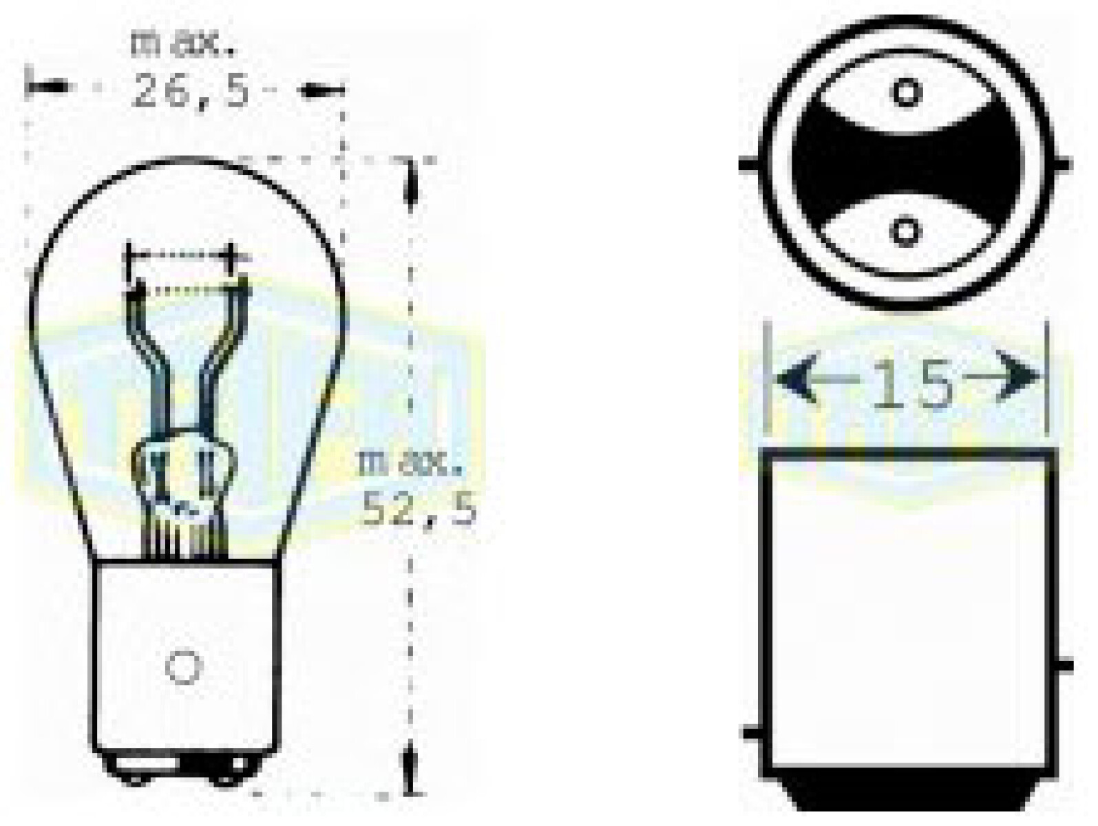 LAMPARA - 12V P21-5W BAY15D=1077=12499 =380HW TRIFA 