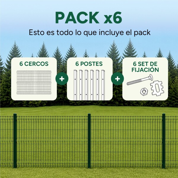 Cerco Reja Perimetral 15 x 1,83 m con Postes y Grampas Verde