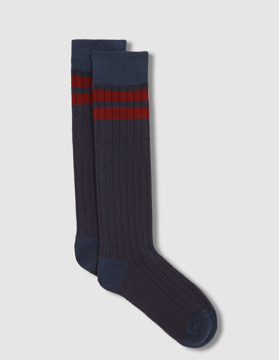 Calcetines Con Raya Azul Claro - Azulado 