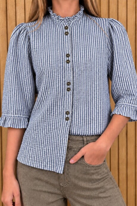 Camisa Carlita Volados Raya Azul 2