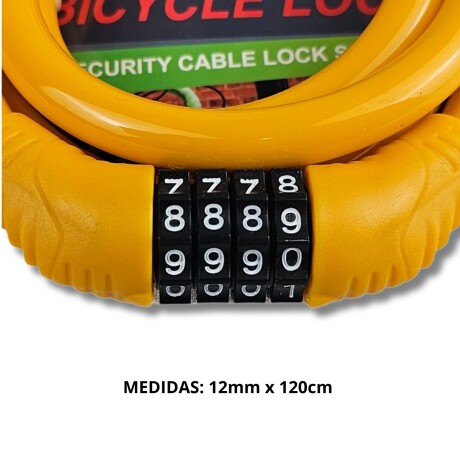 Tranca Linga Candado Bicicleta Con Combinacion 4 Dígitos Amarillo