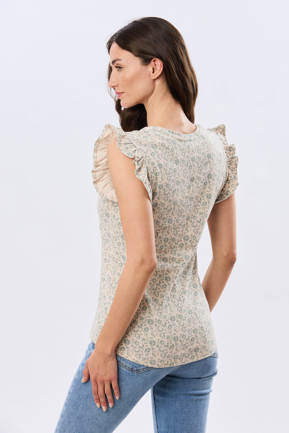 REMERA ESTAMPADA DE ALGODÓN Beige
