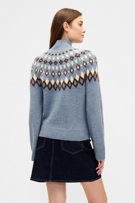 Buzo Polera Fairisle Mujer Mineral Blue 293