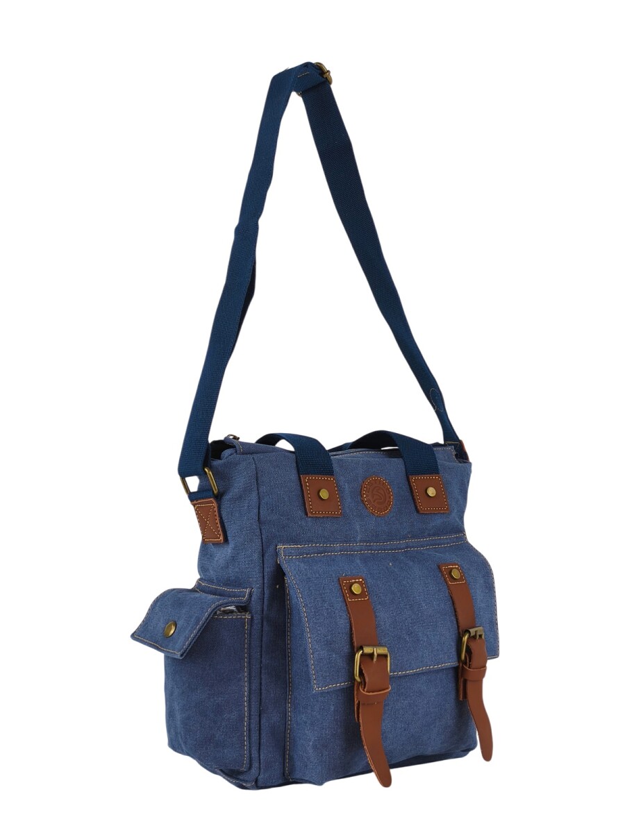 Bolso con múltiples bolsillos interiores - azul 