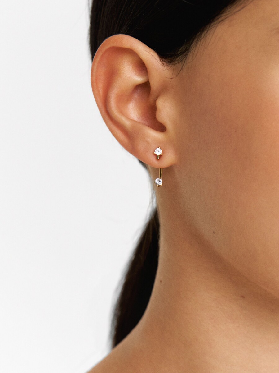Pendientes Ear Jacket Con Circonitas - Plata De Ley 925 dorado