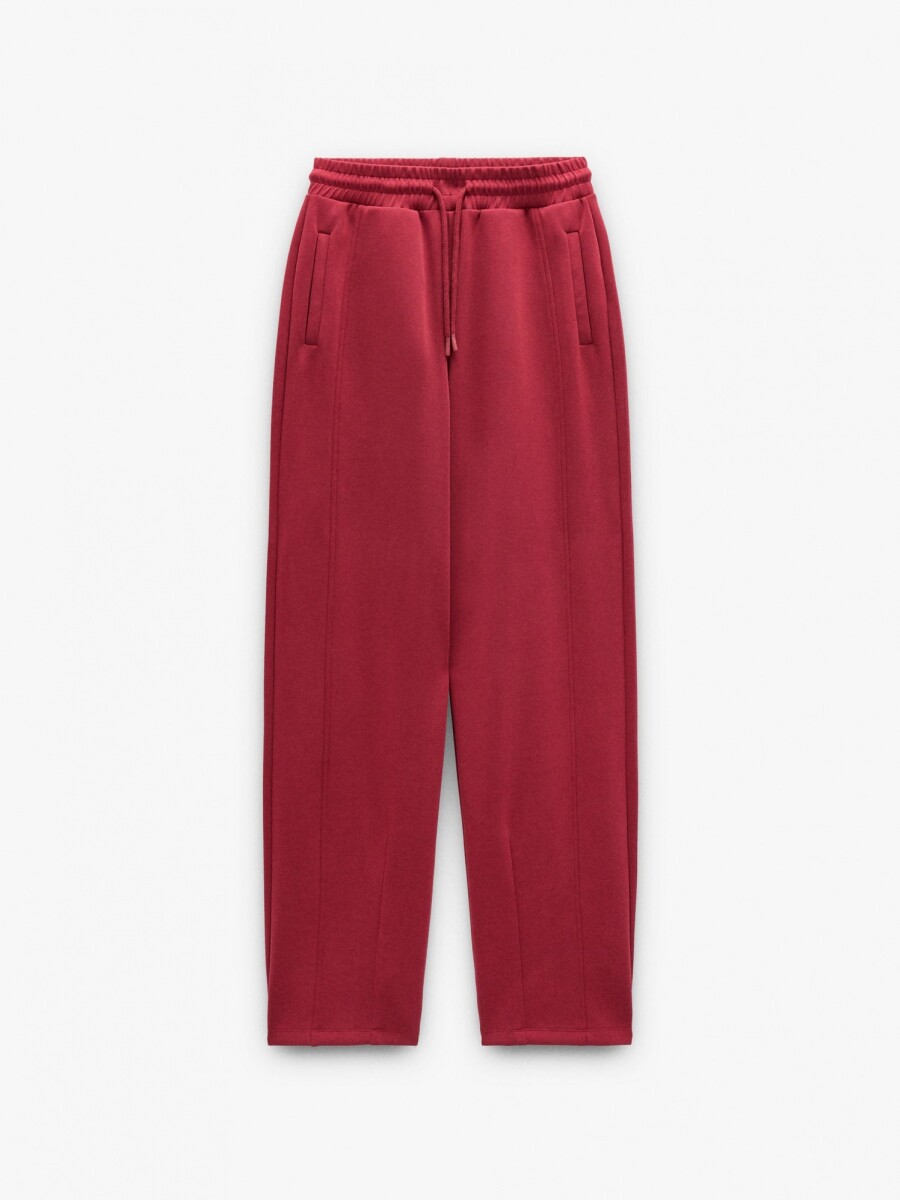 Pantalón Básico Con Tacto Suave rojo