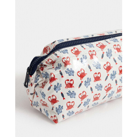 Portacosméticos Vinilo Flores Blanco Crudo