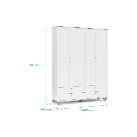 PLACARD ROPERO 4 PUERTAS MDF-Y-MADERA NATURAL-BEIGE ZUPPY