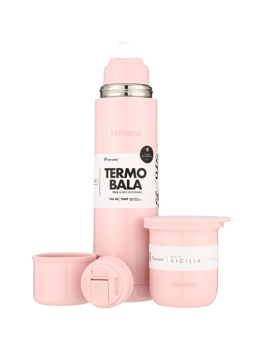 Kit Acero Bala Metalizado - 750mL + Mate Sicilia - Rosado 