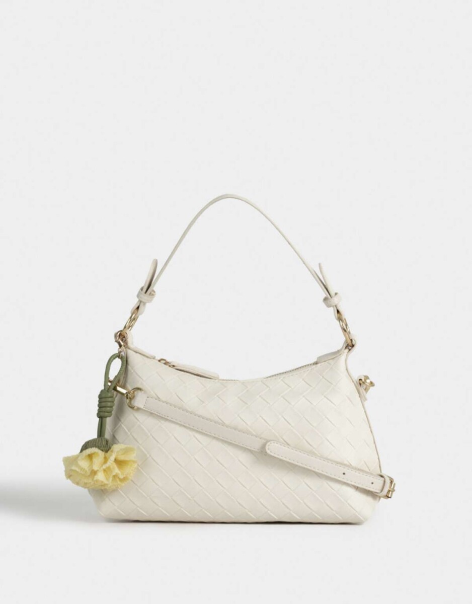 Bandolera Trenzada Con Charm - Blanco Crudo 