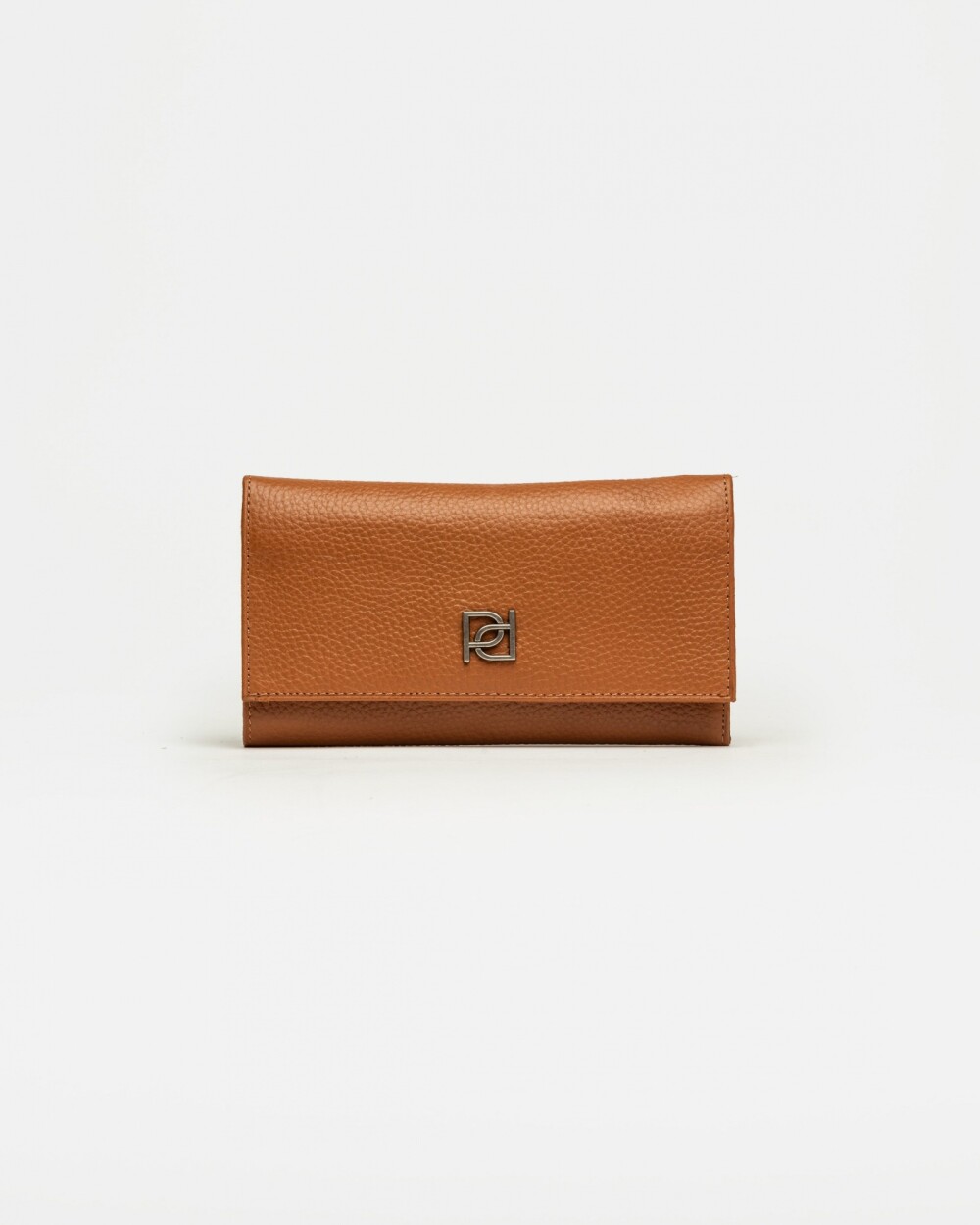 Billetera Cloe en cuero graneado Marron