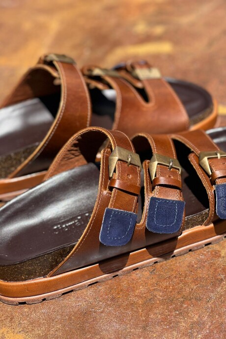 Te Fuiste Sandals Chocolate Con Azul