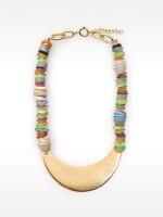 Collar Corto Con Vidrio Y Detalle Metálico multicolor